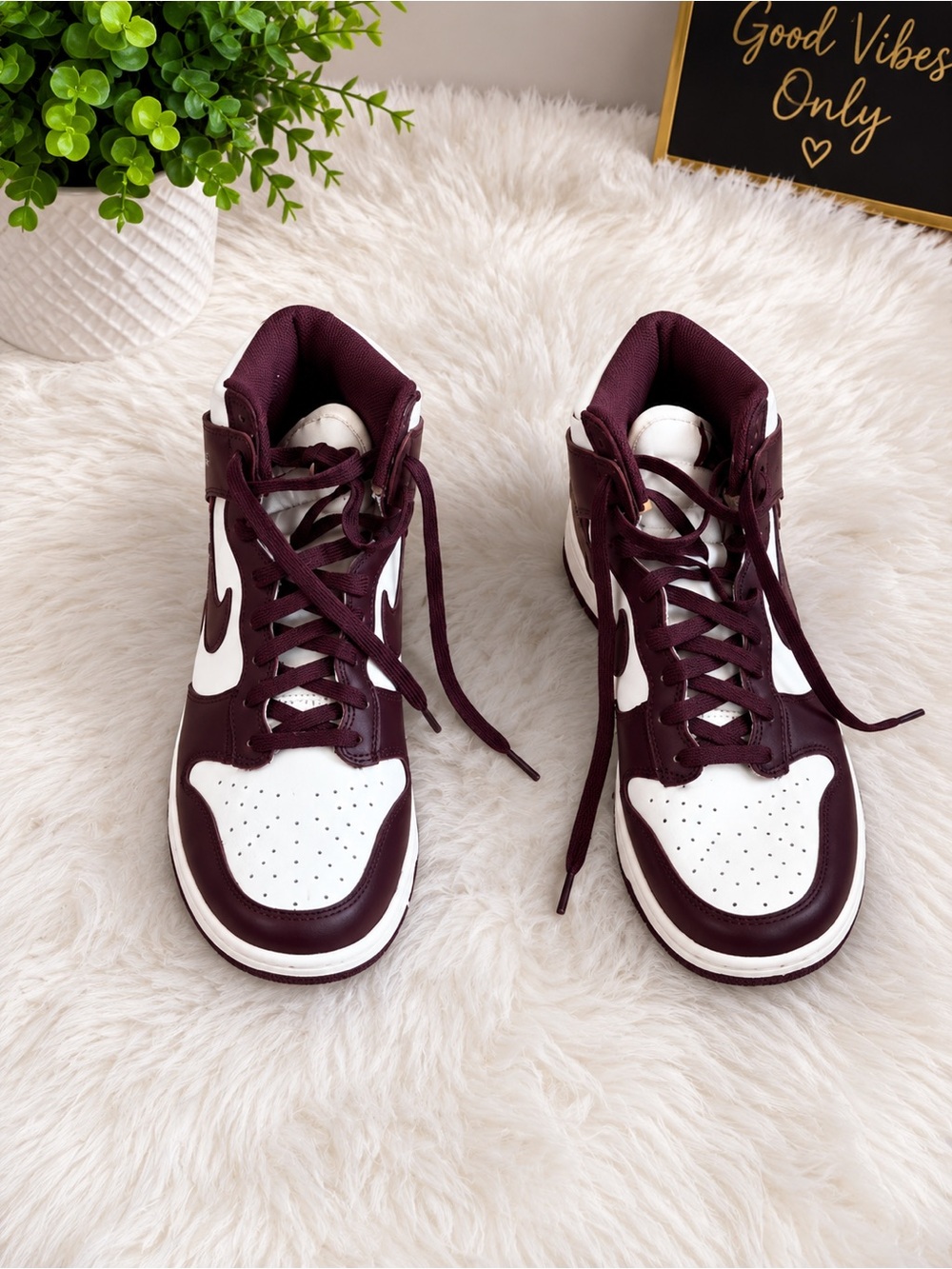 Nike Women’s Mid-Top Sneakers in Maroon and White